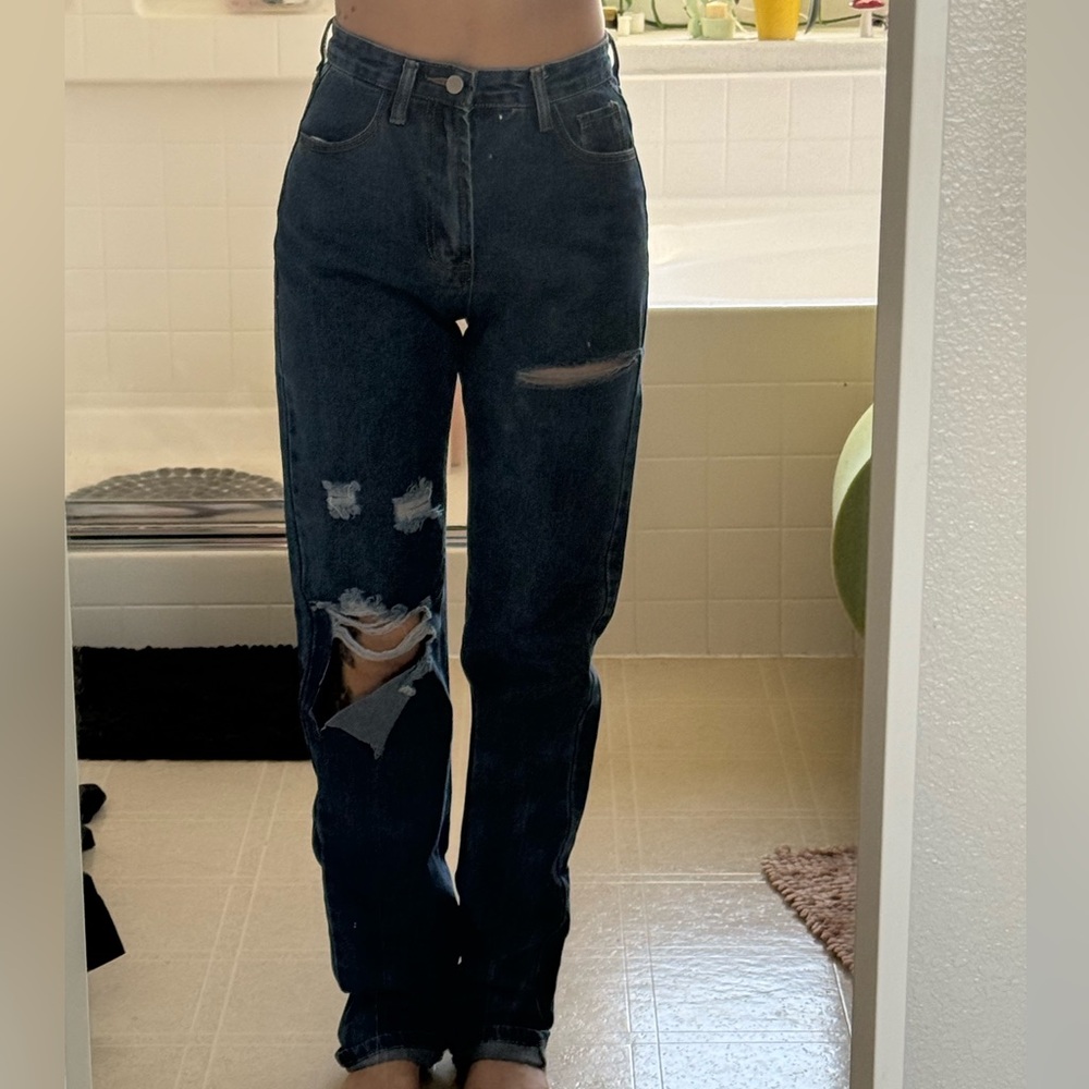 Women's Distressed Black Jeans